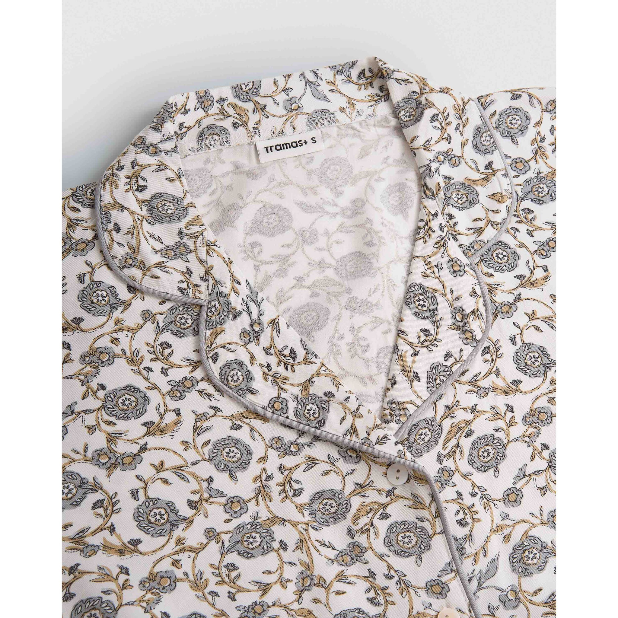 Pigiama lungo a camicia in viscosa classic blu grigiastro