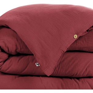 Housse De Couette 100% gaze De Coton Lie De Vin