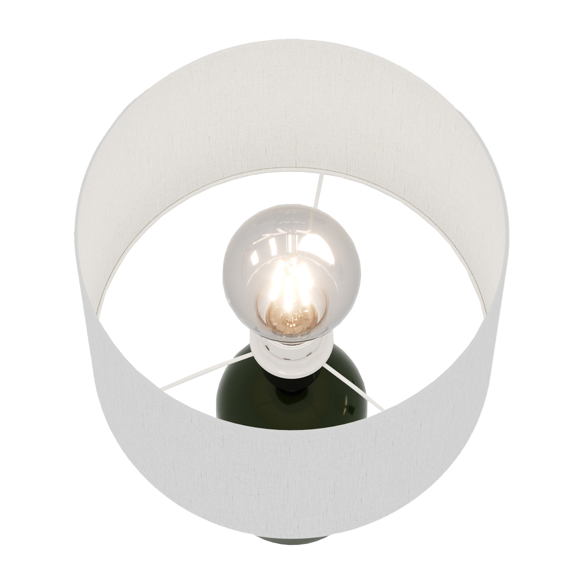 Becker - Lampe à poser en céramique verte avec abat-jour en lin naturel