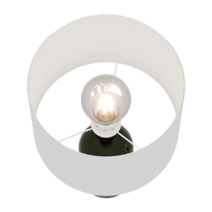 Becker - Lampe à poser en céramique verte avec abat-jour en lin naturel