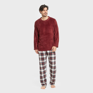 Pijama coral hombre Cuadro Celestia Burdeos
