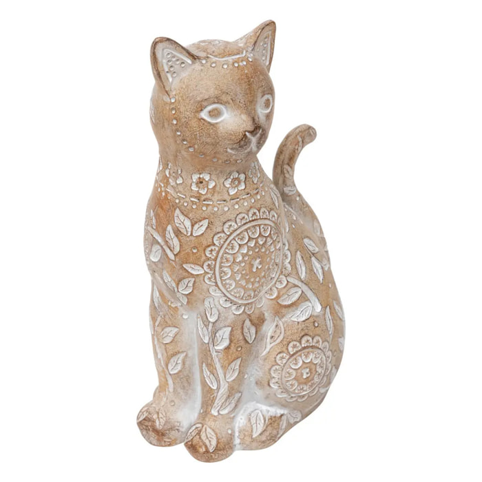 Statuette chat "Lindo" beige H18,5cm