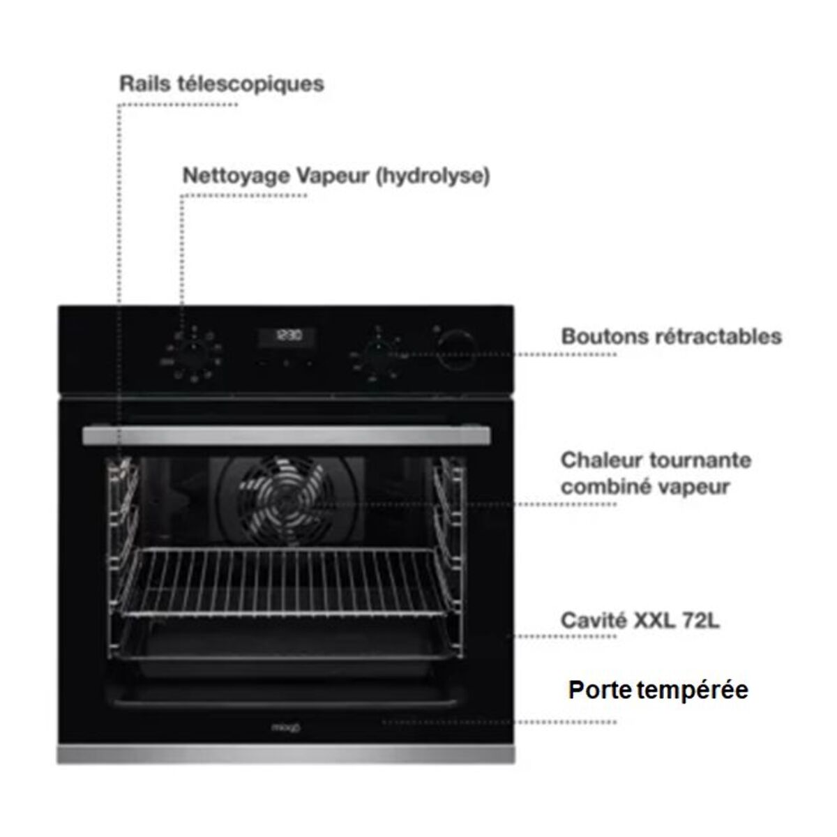 Four encastrable fonction vapeur MIOGO MOS721TR Steam