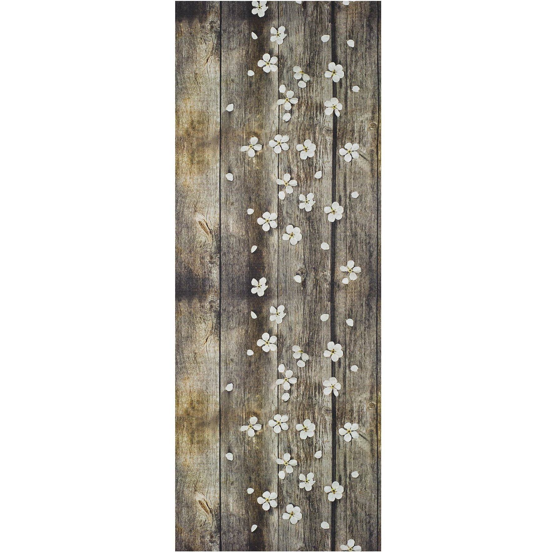 SPRINTY Alfombra vinílica de cocina diseños primaverales en marrón, varias medidas disponibles.