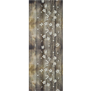 SPRINTY Alfombra vinílica de cocina diseños primaverales en marrón, varias medidas disponibles.