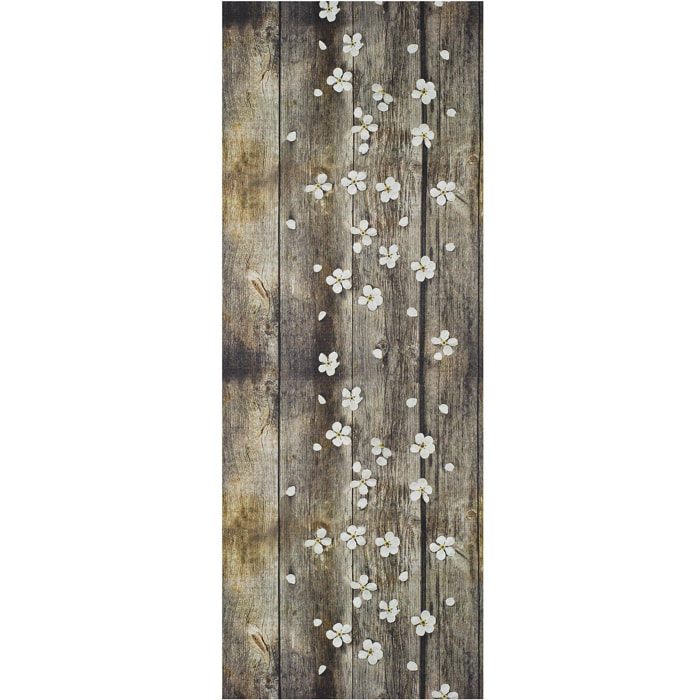 SPRINTY Alfombra vinílica de cocina diseños primaverales en marrón, varias medidas disponibles.