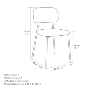 Set di 4 sedie BERLINO in tessuto grigio e gambe in metallo beige