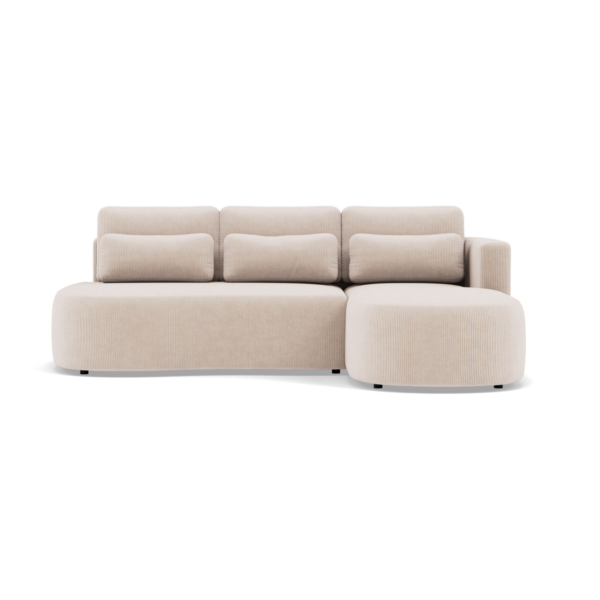Mahina - canapé d'angle droit 4 places convertible avec coffre en velours côtelé - Beige