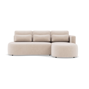 Mahina - canapé d'angle droit 4 places convertible avec coffre en velours côtelé - Beige