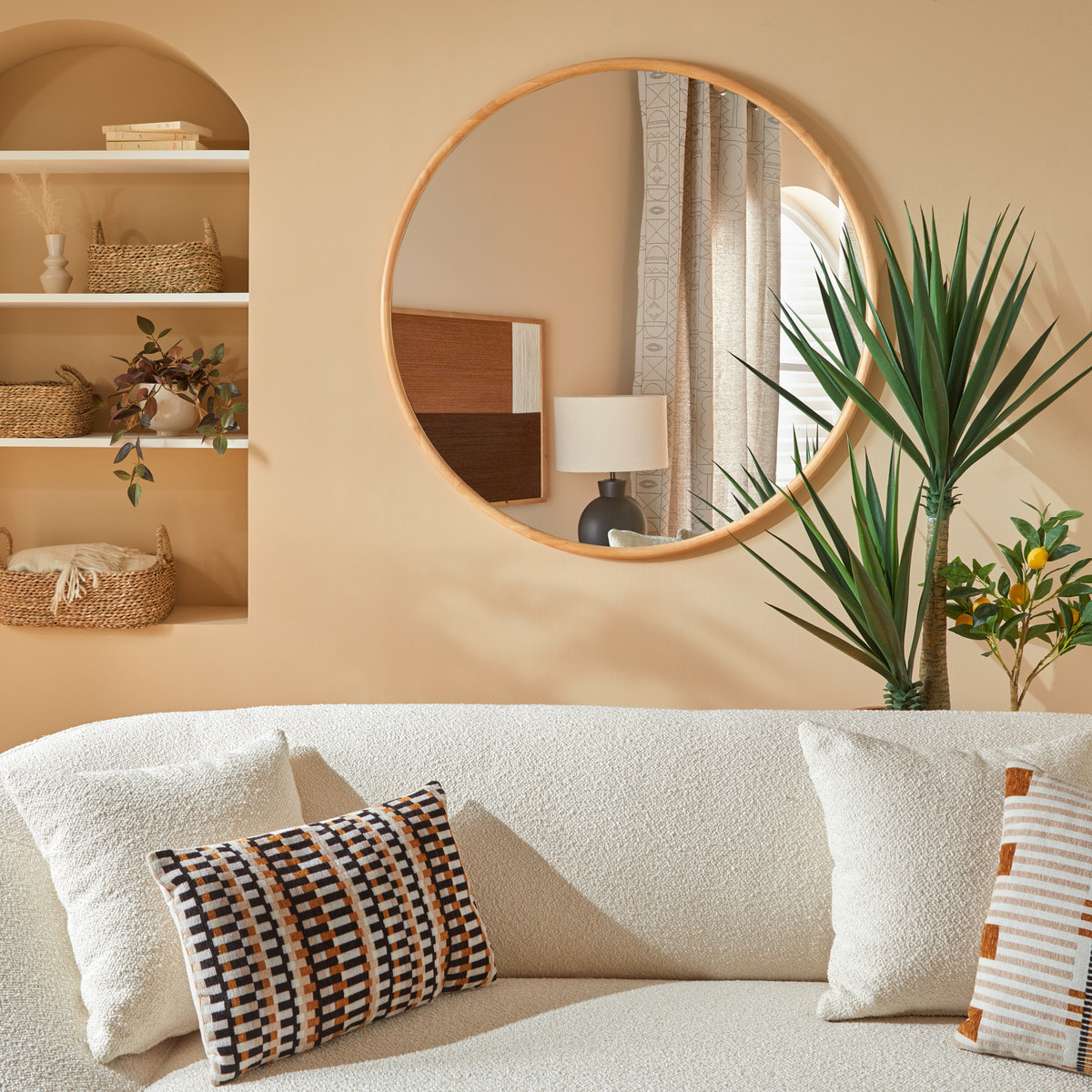 Miroir "Kim" beige D110cm