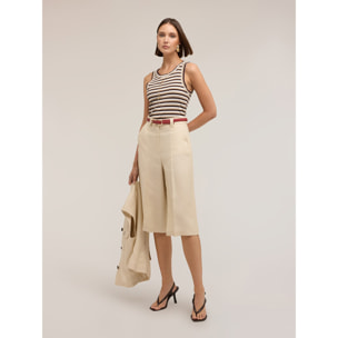 Motivi - Top de rayas en mezcla de viscosa lurex - Beige