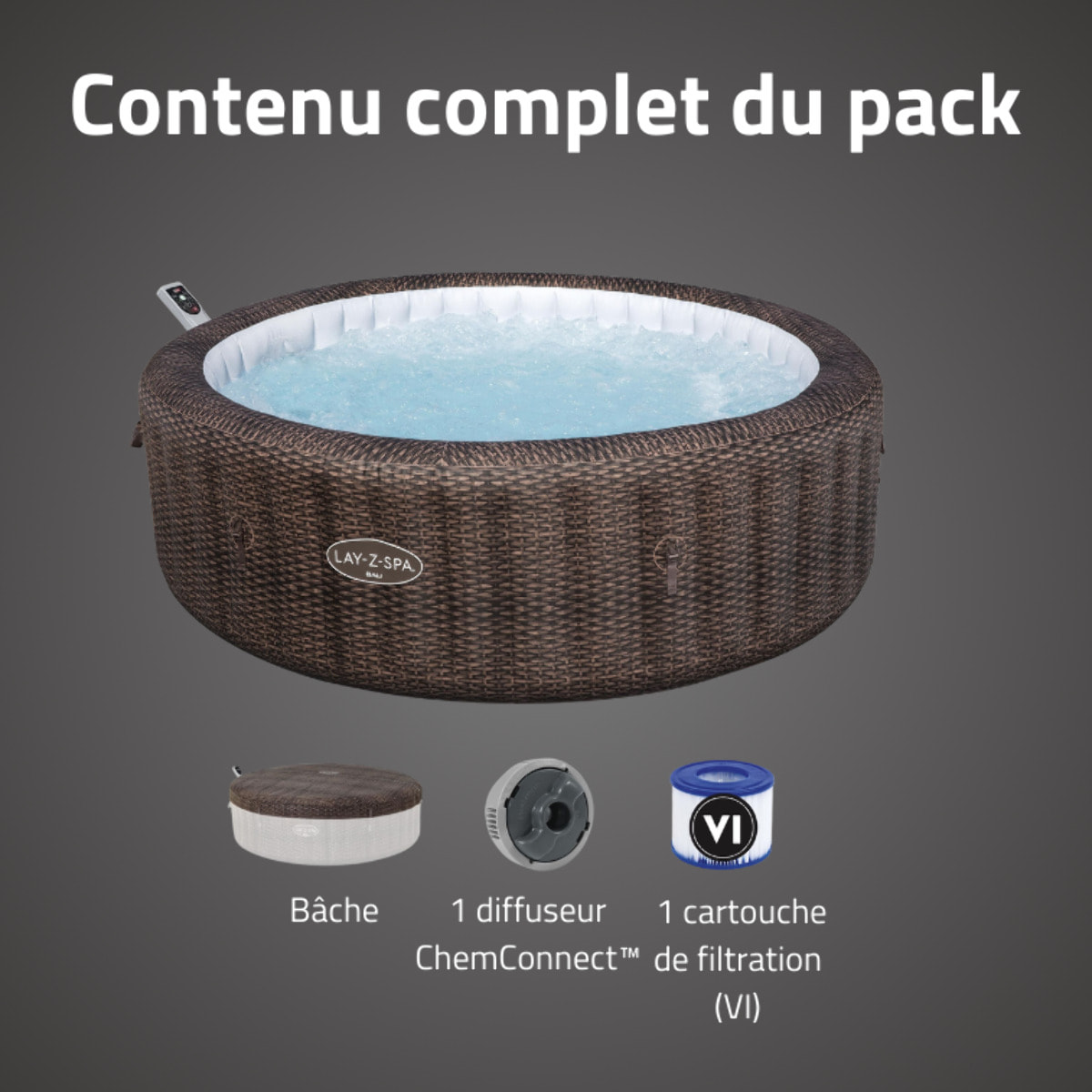 Bestway Spa gonflable rond Lay-Z-Spa Bali Smart AirJet EnergySense avec WiFi 5-7 personnes