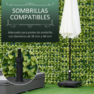 Base de Sombrilla con 4 Ruedas Bloqueables Soporte de Parasol Rellenable de Arena 18 kg o Agua 16 kg para Jardín Patio Terraza 45x45x39 cm Negro