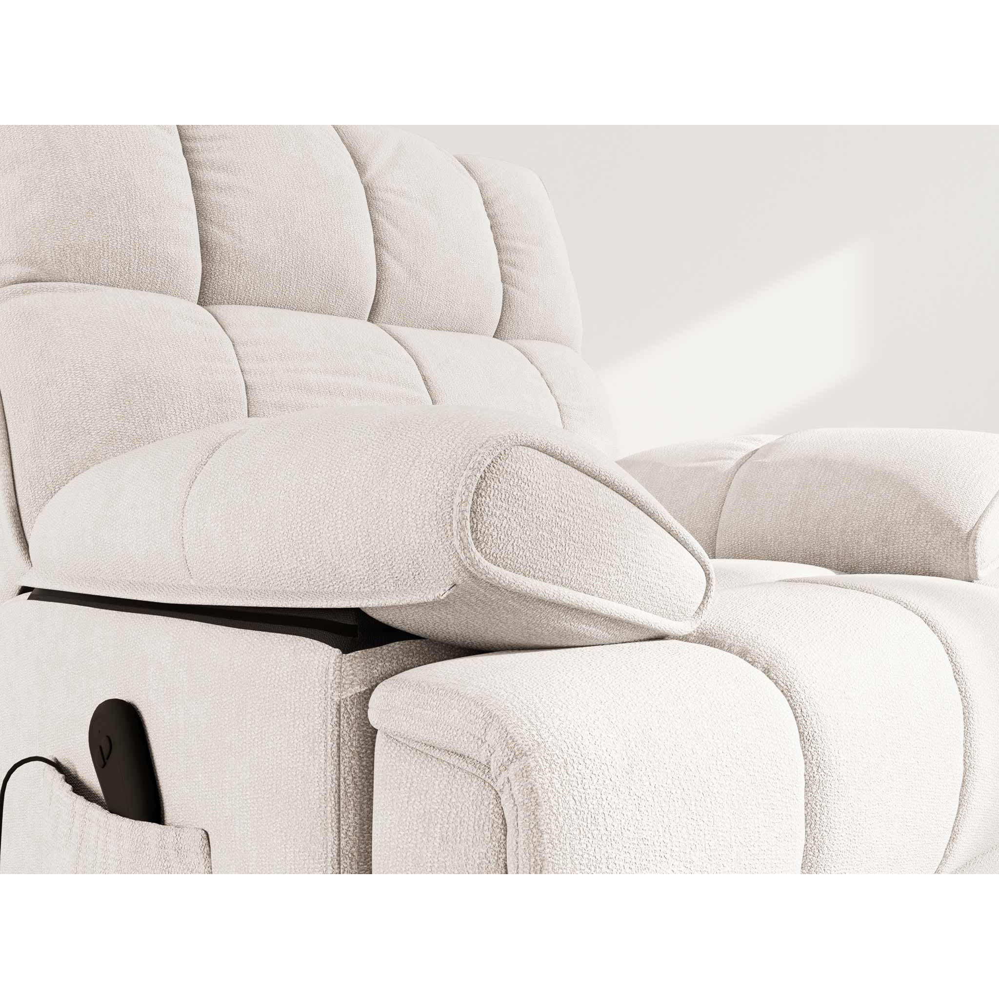 Chandler - Fauteuil relax électrique en velours texturé - Beige