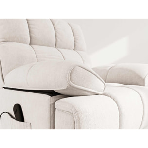 Chandler - Fauteuil relax électrique en velours texturé - Beige