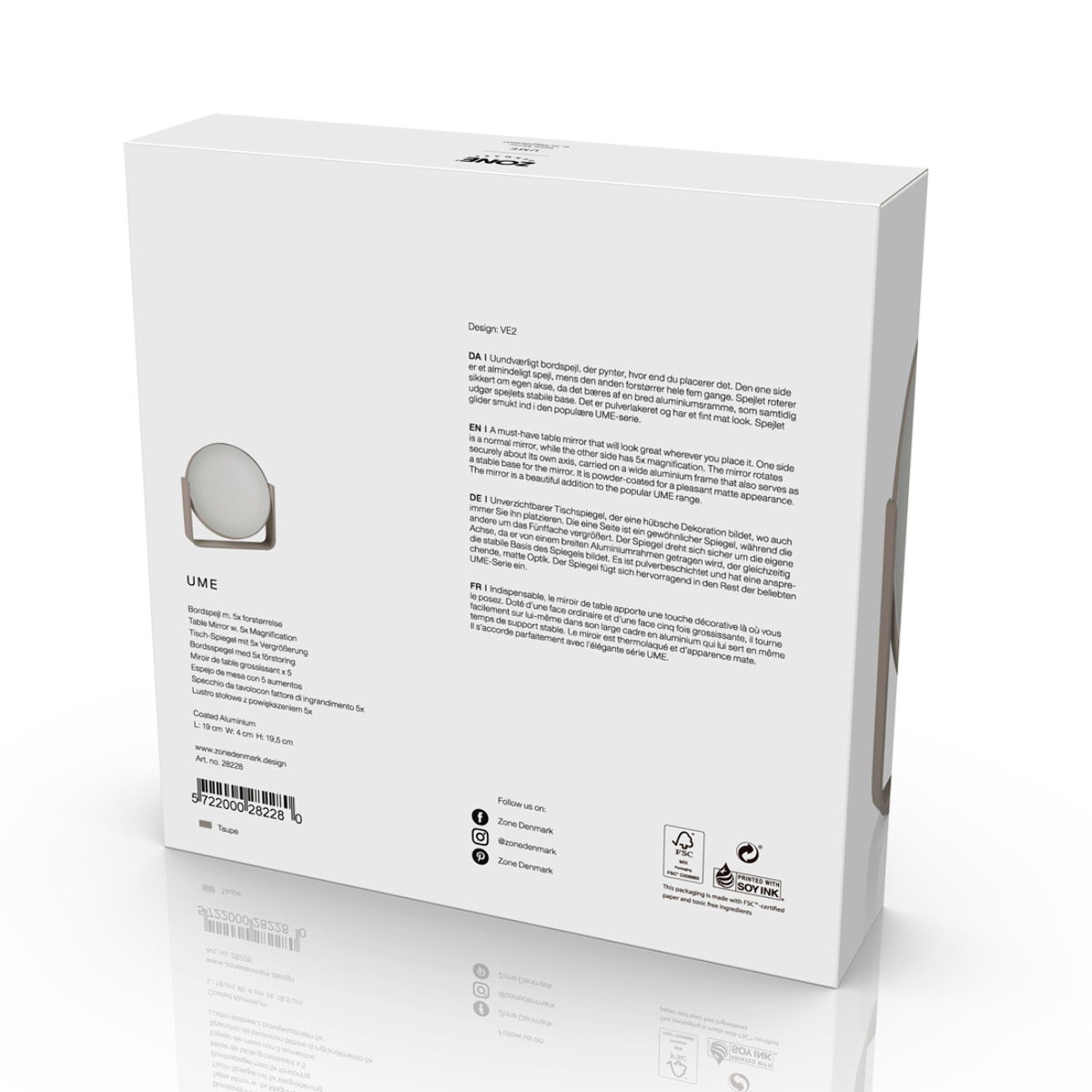 Miroir de table avec grossissement 5 x Ume Gris clair