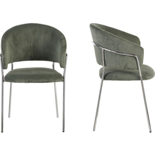 Lot de 2 chaises en velours côtelé, piètement chromé - ISYA