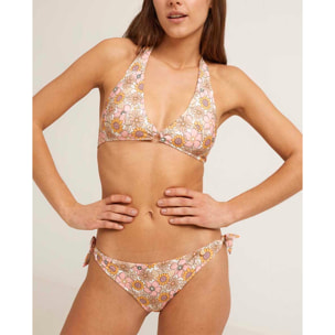 Top de bikini halter con estampado de flores