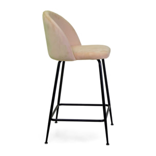 Sgabello Sammi Vacchetti in velluto crema con struttura nera cm44x48h91