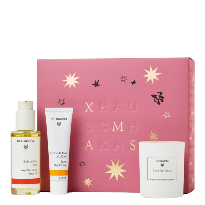 Rituel de Roses - Coffret Crème Jour 30 ml + Huile de Soin 75 ml et Bougie
