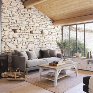 Table basse "Olbia" en acacia 120x70cm blanc