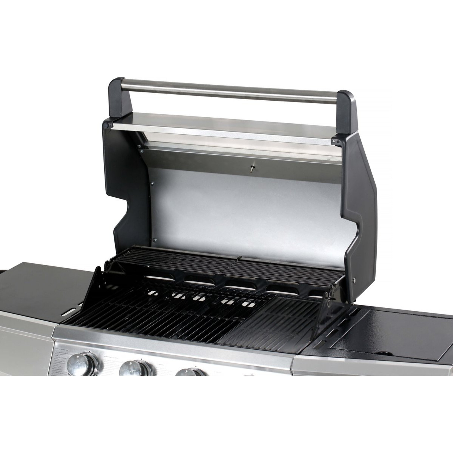 Barbecue gaz avec couvercle en verre "Bingo 5" - 4 brûleurs + 1 latéral + Housse protection - 15.2 kW - Noir