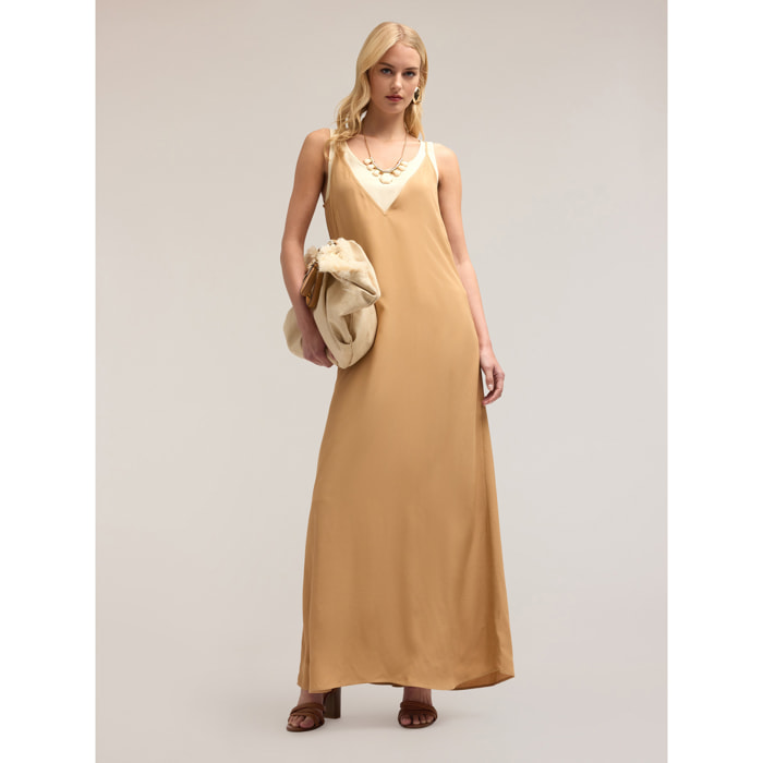 Motivi - Vestito lungo doppio in viscosa - Beige