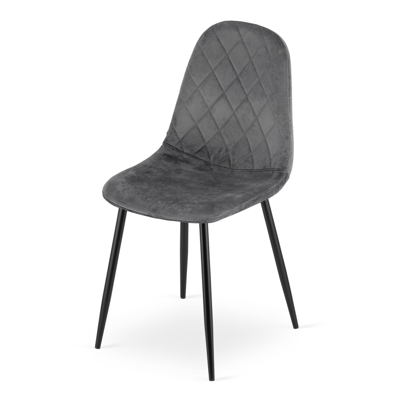 Sedia Asti in velluto grigio scuro con gambe in metallo