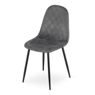 Sedia Asti in velluto grigio scuro con gambe in metallo