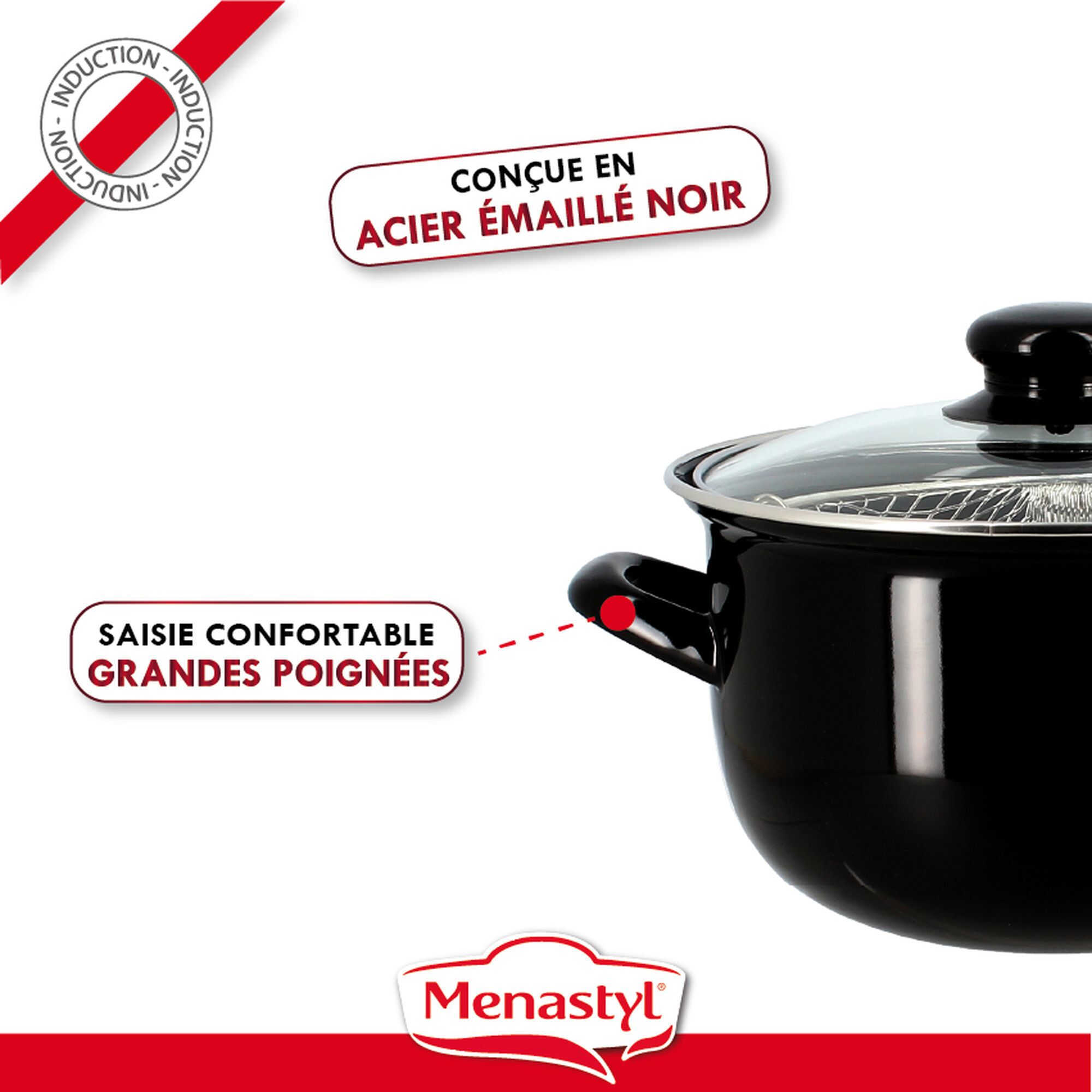 Friteuse en acier émaillé noir 26cm