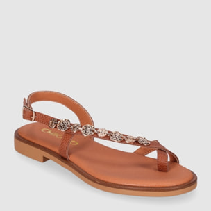 Sandalias de Piel - Cuero - Tacón: 1 cm