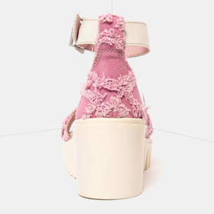 Sandalia de cuña 2085S JEANS PINK-CREAM/ CATANIA color Pink-cream