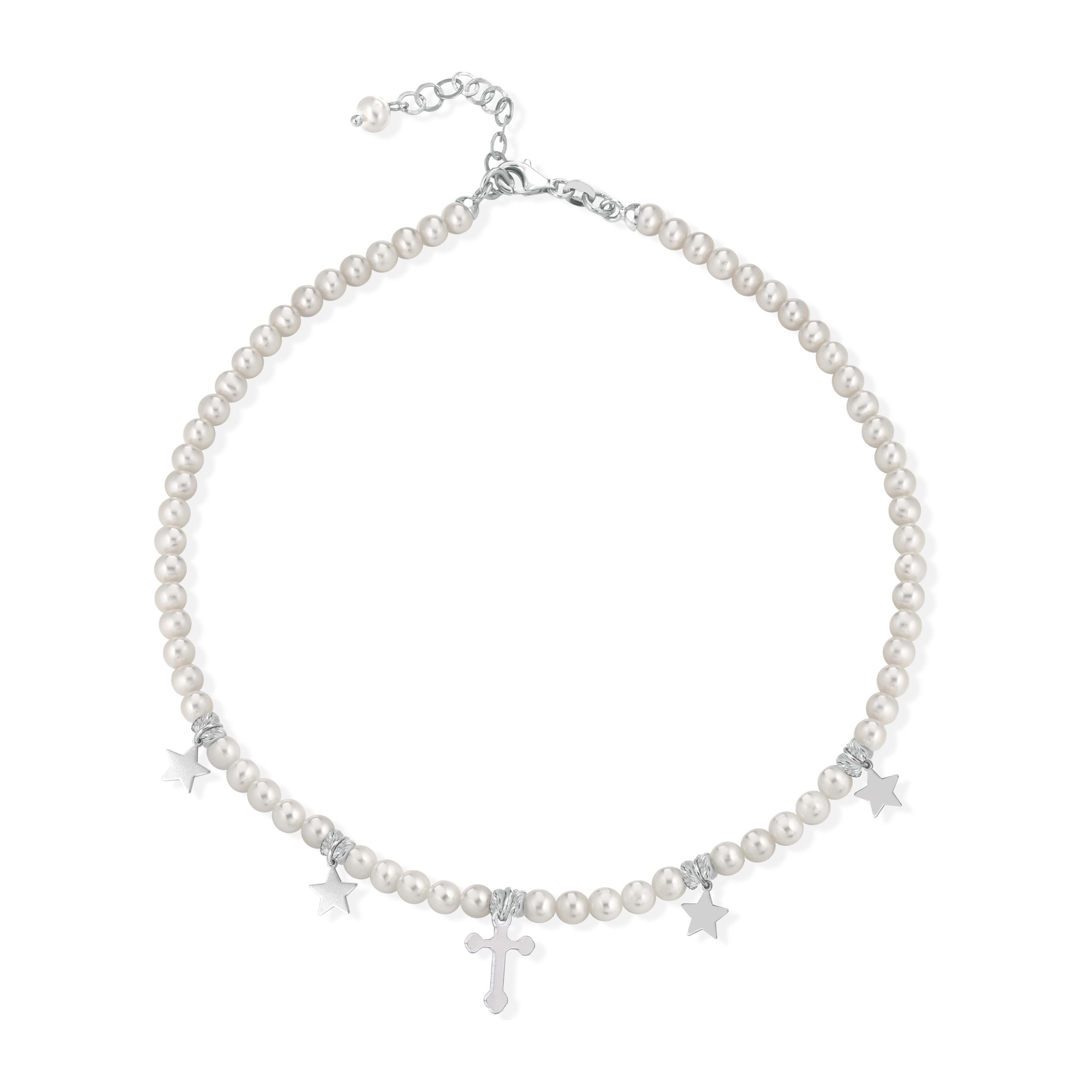 Collana Fujiko Perle con Pendente Croce Argento