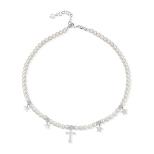 Collana Fujiko Perle con Pendente Croce Argento