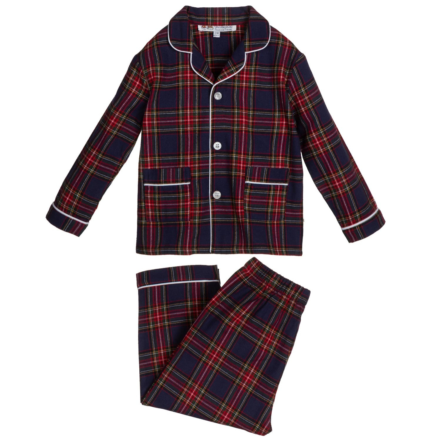 PIGIAMA BABY in flanella scozzese blu, rosso e verde