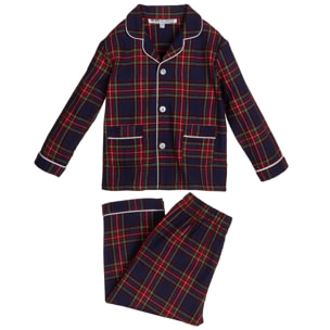PIGIAMA BABY in flanella scozzese blu, rosso e verde