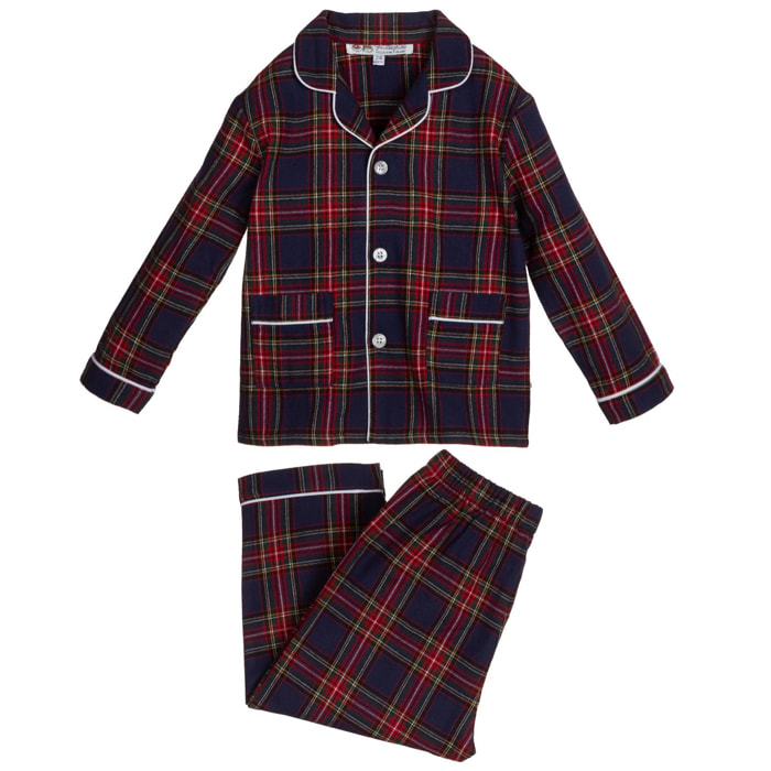 PIGIAMA BABY in flanella scozzese blu, rosso e verde