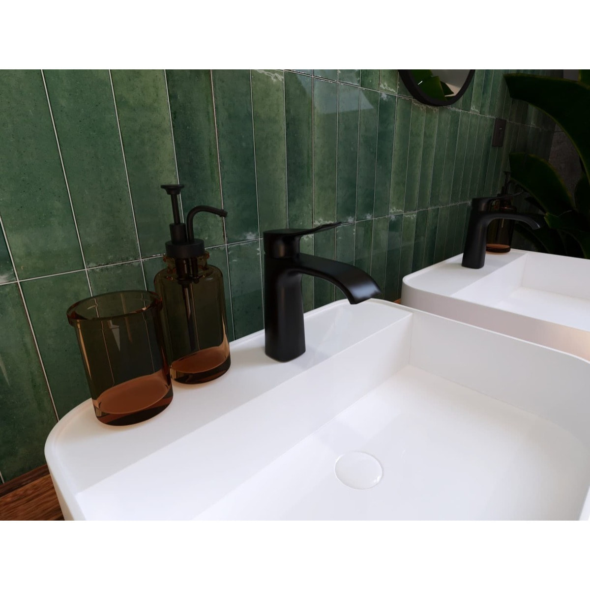 Infinitio mitigeur de lavabo avec bec cascade, sans vidage, noir mat (SATBSINF271C)