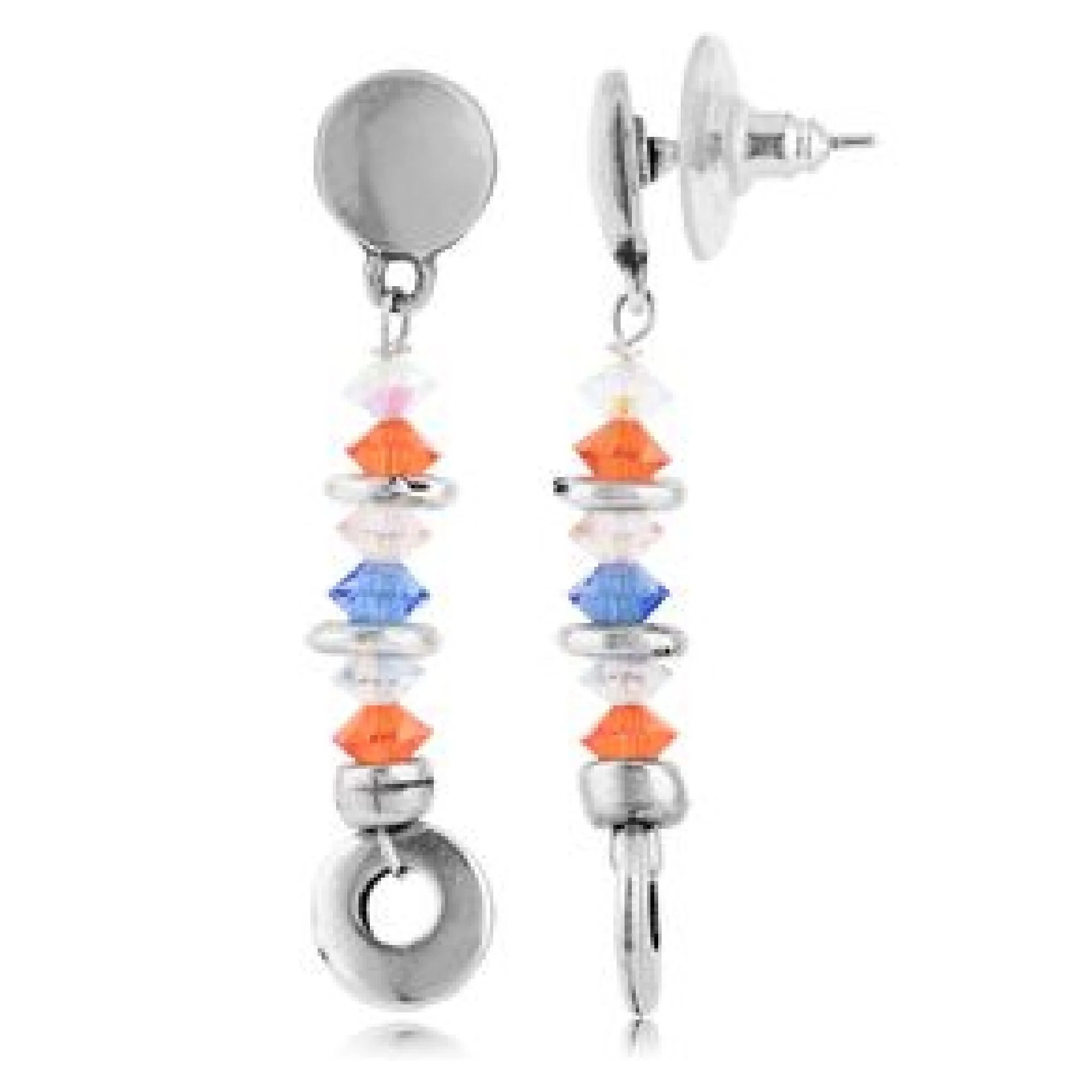 Pendiente Sw multicolor largo 5 chapado plata de ley