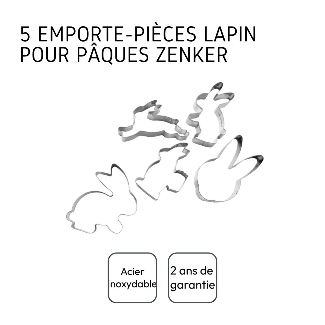 Set de 5 emporte-pièces  en forme de lapin de pâques Zenker Pâques