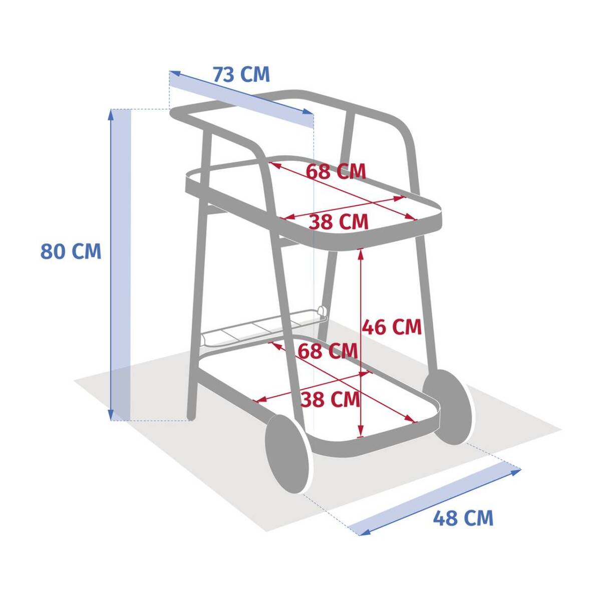 Desserte de jardin Easiness acajou 2 niveaux