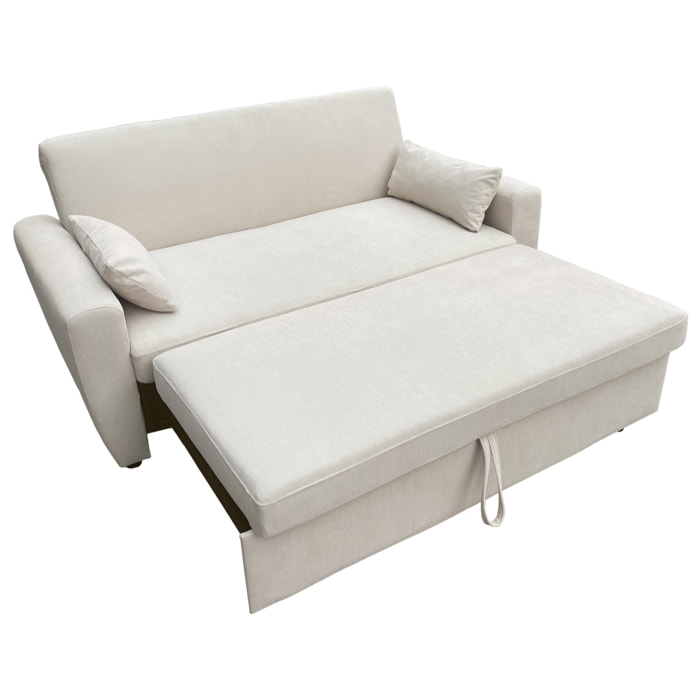 Canapé convertible en velours côtelé beige 2 places MATT