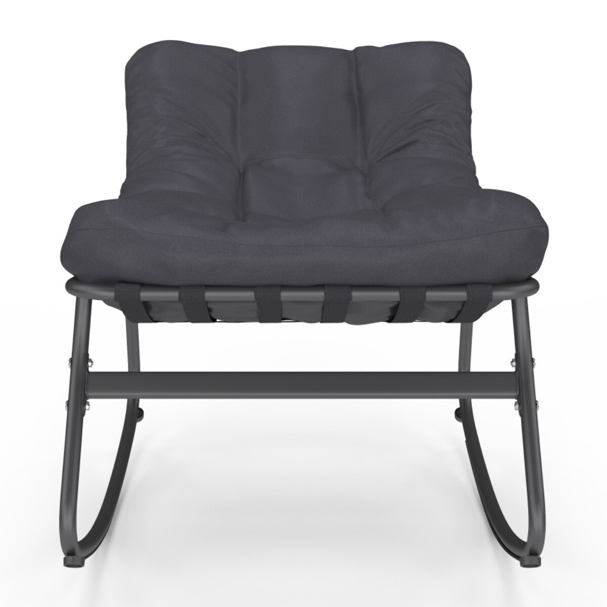 Fauteuils de jardin à bascule avec coussin gris - lot de 2