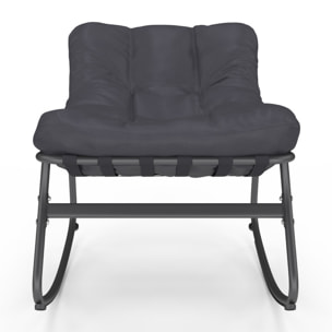 Fauteuils de jardin à bascule avec coussin gris - lot de 2