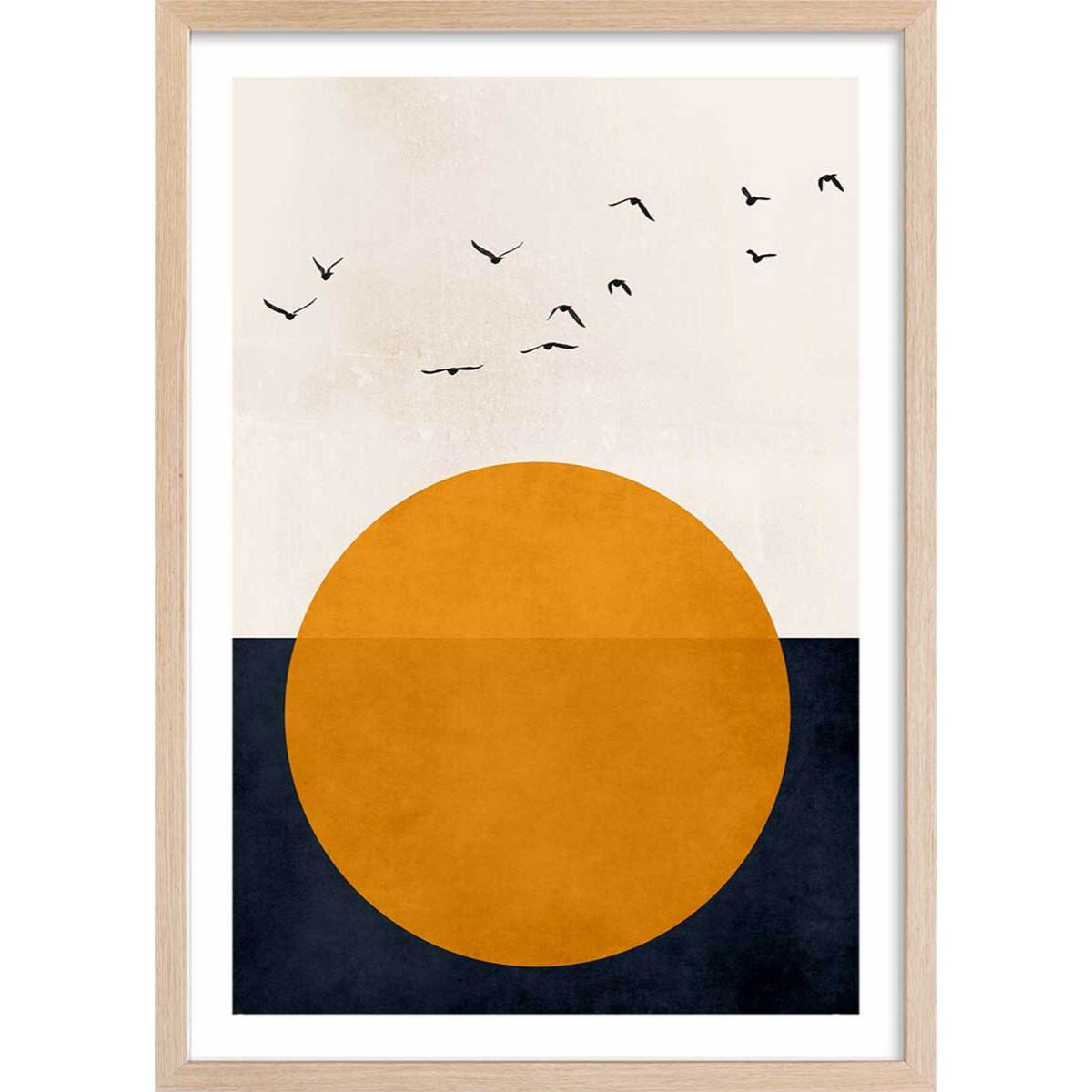 Affiche dessin ""mélodie de la vie"" Affiche + cadre en bois - Chêne