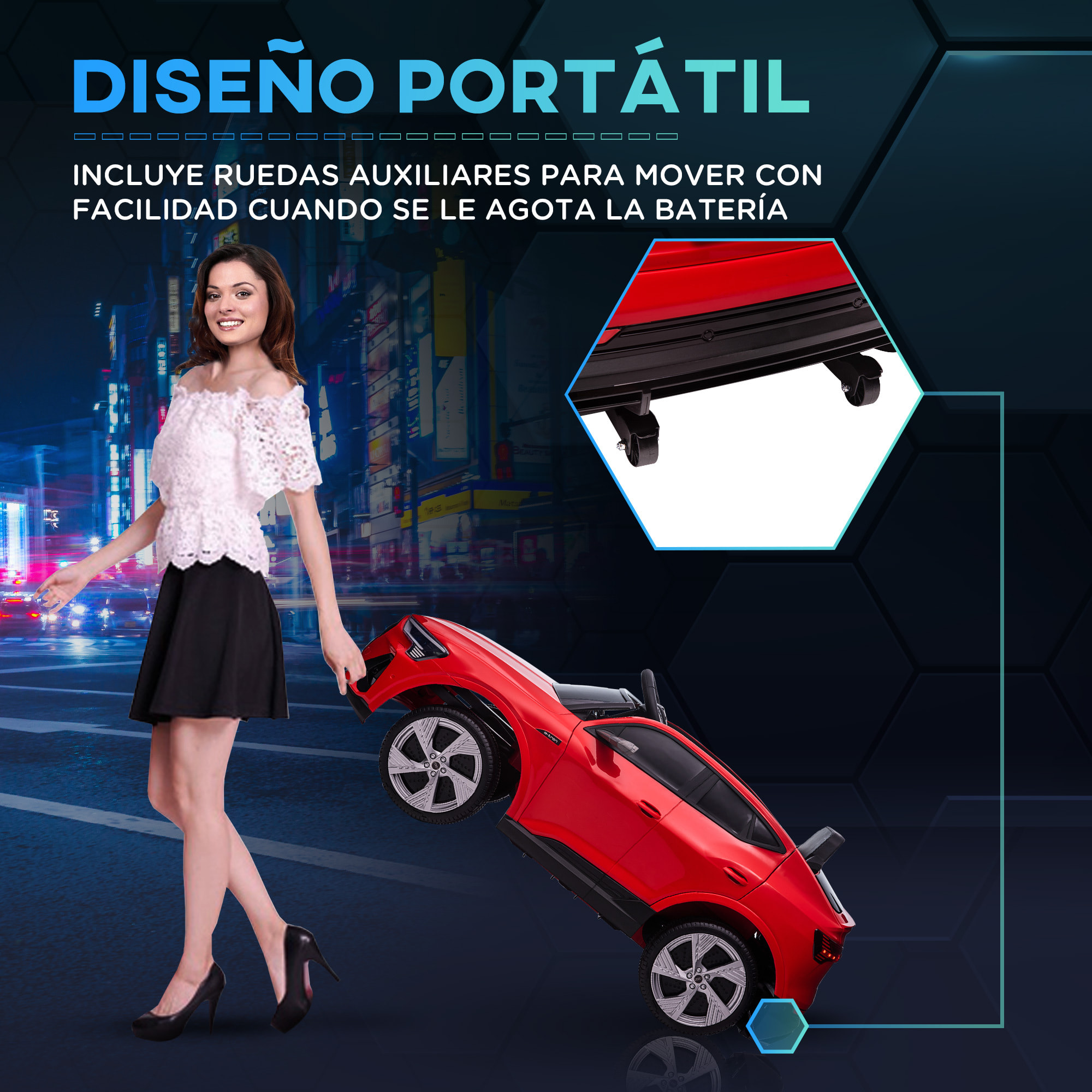 Coche Eléctrico para Niños de +3 Años Audi E-tron, Coche de Batería 12V con Mando a Distancia, Faros LED, Bocina, Música, USB, Apertura de Puerta y Velocidad 3-5 km/h, Rojo