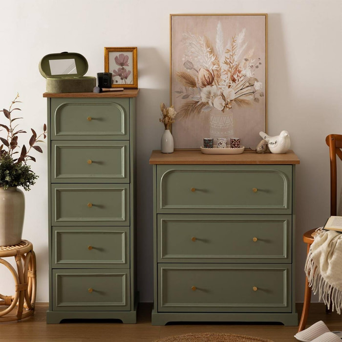 Mohea Chiffonier verde celadón 5 cajones