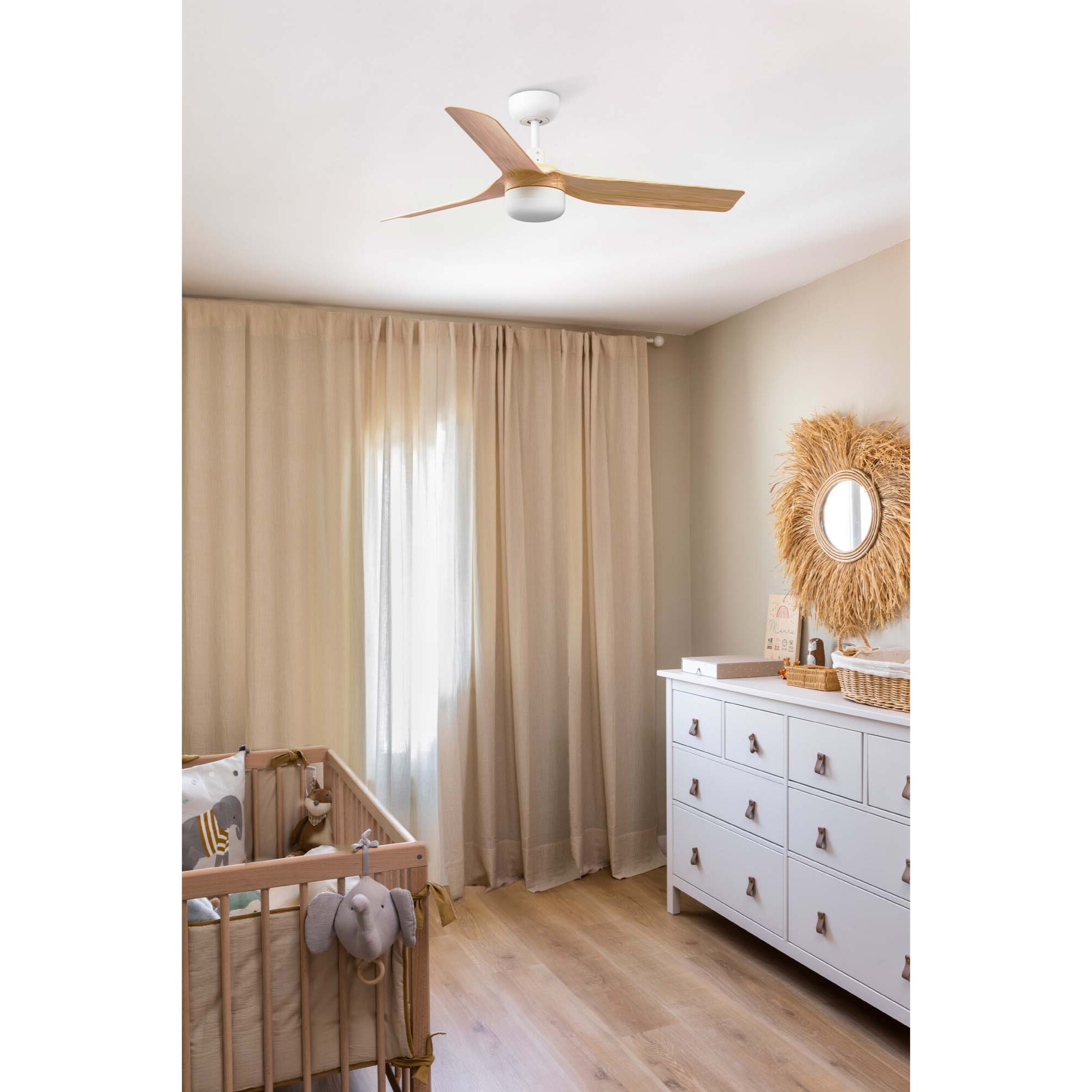 MINI PUNT S Ventilateur blanc/bois clair DC