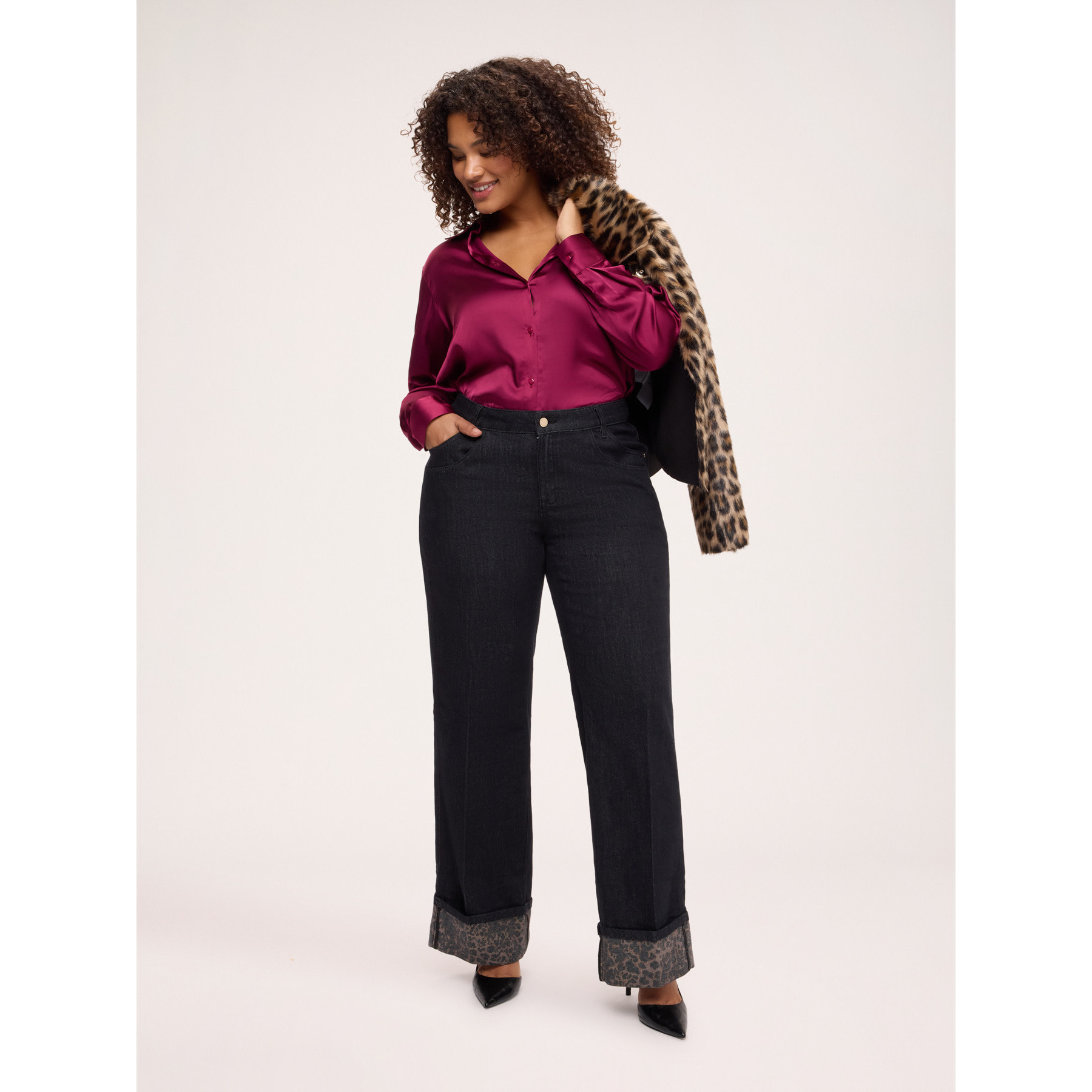 Fiorella Rubino - Camicia in raso di viscosa stretch - Bordeaux