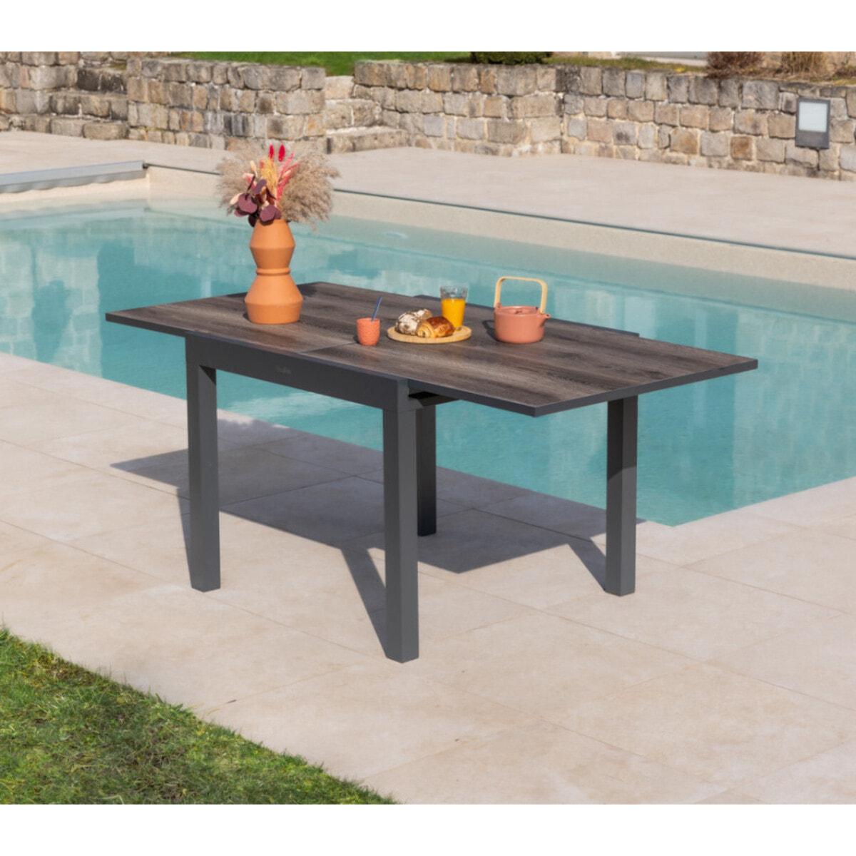 Ensemble table et chaises de jardin  - Gris Anthracite - HONFLEUR BEZIERS CHENE